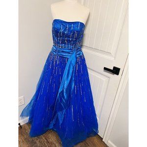Aspeed Prom Dress Ball Gown Tulle Lace Princess Quinceañera Dress Blue Large